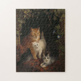 Puzzle Famille de chats Art médiéval Vintage