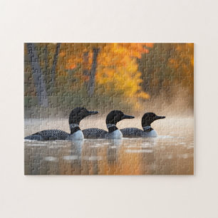 Puzzle Famille de Loon en automne