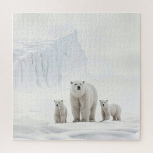 Puzzle Famille D'Ours Polaires Sur Glace