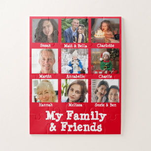 Puzzle Famille et amis Nom et photo Rouge Mémoire de la d