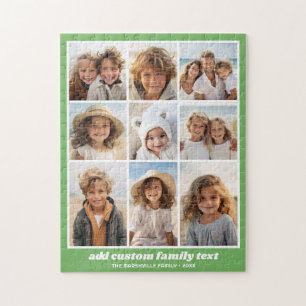 Puzzle Famille Moderne 9 Collage de Photos Vert - Minimal