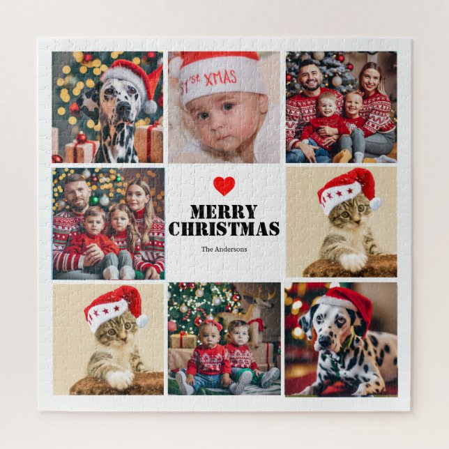 Puzzle Famille Noël 8 Photo Collage (Vertical)