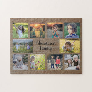 Puzzle Famille rustique photo collage nom monogramme