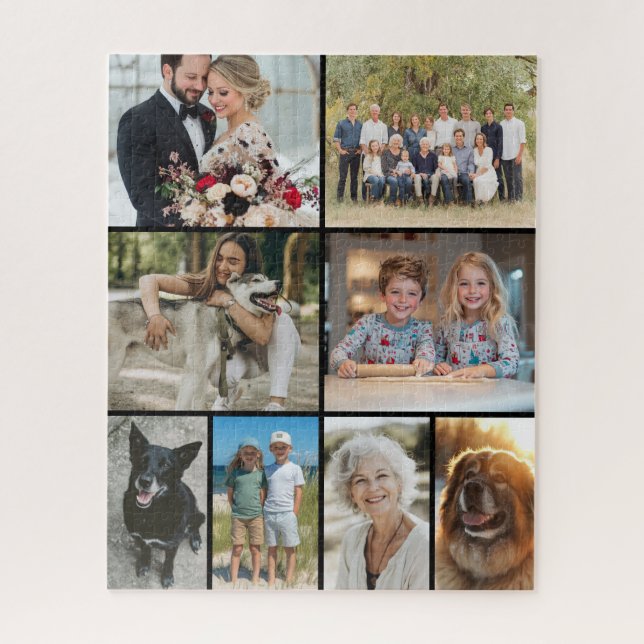 Puzzle Family Photo Collage 8 Images Custom (Vertical)