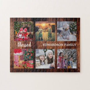 Puzzle Family photo collage family name rustic