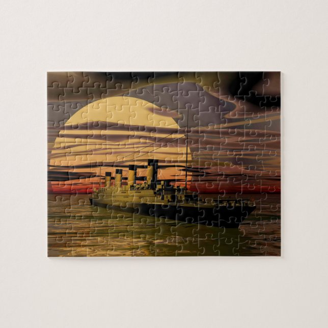 Puzzle Fantastique navire Titanic par coucher de soleil (Horizontal)