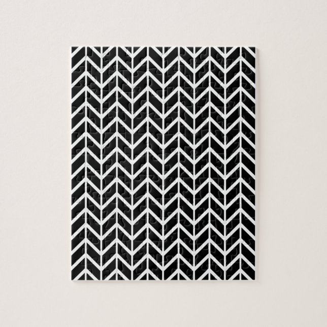 Puzzle Fantôme Black White Herringbone (Vertical)