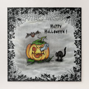 Puzzle Fantôme, Chat, Chat et Citrouille, Bonne Halloween