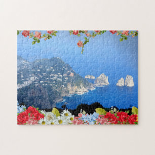 Puzzle Faraglioni roche l'île de Capri, Italie fleurie