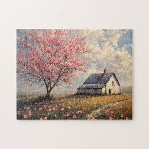 Puzzle Farmstead rustique avec arbre à fleurs