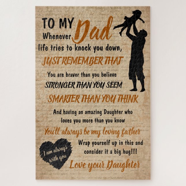Puzzle Father christmas gift for dad from daughter (Vertical)