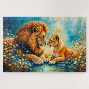 Puzzle Faune Lion Lioness imaginaire art romantique