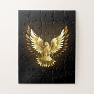 Puzzle Faux Gold Foil Peace Dove en noir