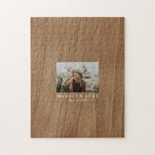 Puzzle Faux Wood Graduation Guest Book