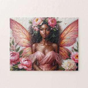 Puzzle Fée À Peau Noire Avec Ailes Roses Art