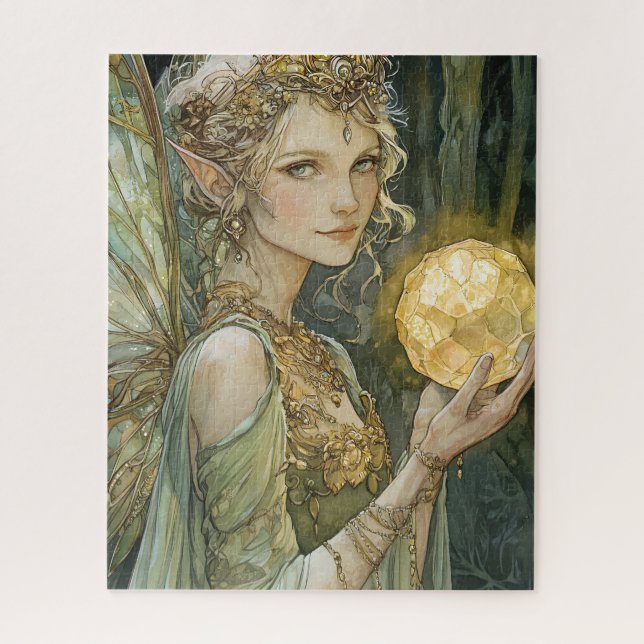 Puzzle Fée De Forêt Enchantée Avec Boule De Cristal (Vertical)