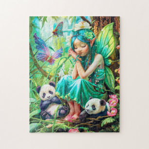 Puzzle Fée de la forêt avec des pandas doux