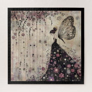 Puzzle Fée Papillon Gothique Dans Jardin Noir