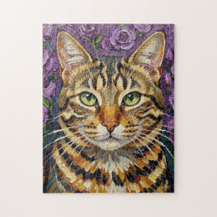 Puzzle Félin & Floral Chat Artistique Mignon