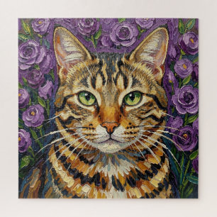 Puzzle Félin & Floral Chat Artistique Mignon