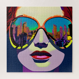 Puzzle Femme Abstraite en lunettes de soleil avec réflexi
