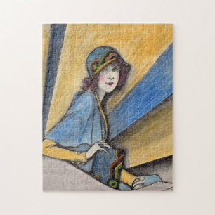 Puzzle Femme branchée en casquette cloche 1930