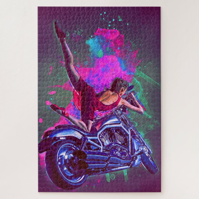 Puzzle Femme dansante avec sa moto (Vertical)