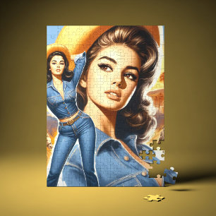 Puzzle Femme de campagne en jeans vintage