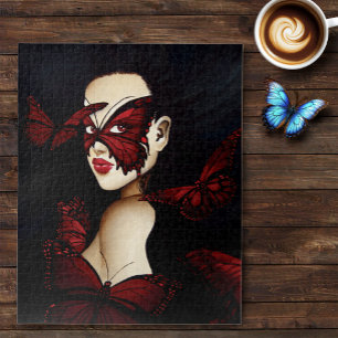 Puzzle Femme de fantaisie gothique au masque de papillon 
