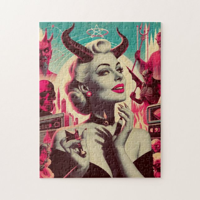Puzzle Femme diabolique rétro en collage (Vertical)