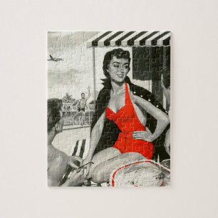 Puzzle Femme d'un rouge ardent
