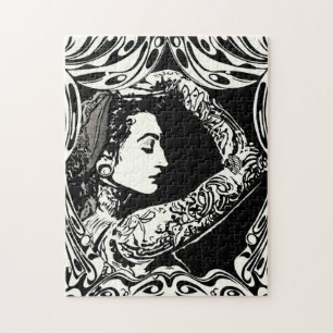 Puzzle Femme gitane tatouée en noir et blanc
