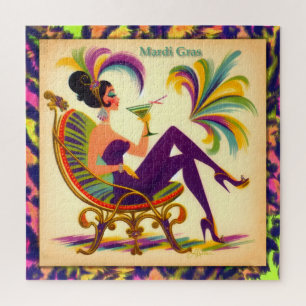 Puzzle Femme Martini Mardi Gras Rétro Milieu de Siècle 60