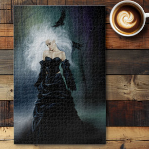 Puzzle Femme mystérieuse gothique noire élégante Brume de