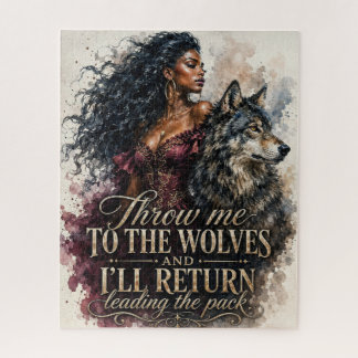 Puzzle Femme Noire Avec Citation Jette-Moi aux Loups