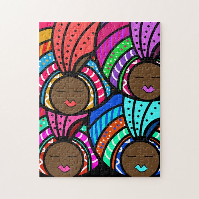 Puzzle Femme noire, Turbines colorées (Vertical)