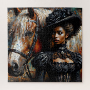 Puzzle Femme noire victorienne avec cheval