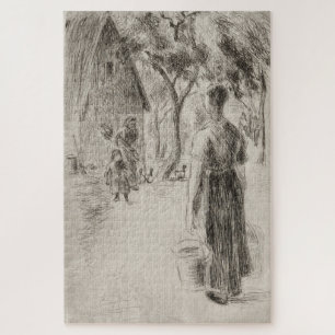 Puzzle Femme paysanne portant des seaux - Camille Pissarr