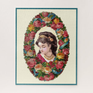 Puzzle Femme victorienne à l'intérieur de la couronne Ros
