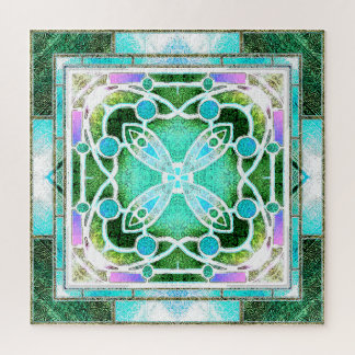 Puzzle Fenêtre de la cathédrale en verre tendu en vert et