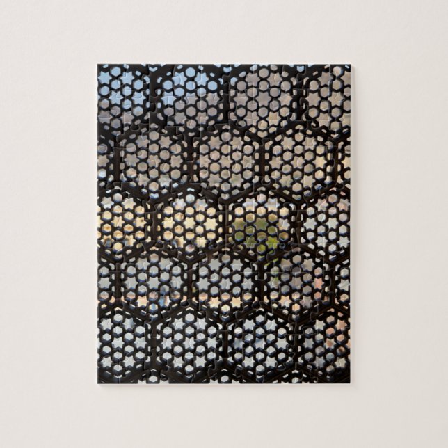 Puzzle Fenêtre de treillis géométrique, Inde (Vertical)
