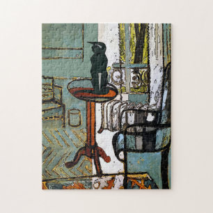 Puzzle Fenêtre verte, Chat noir