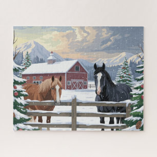 Puzzle Ferme de chevaux d'hiver