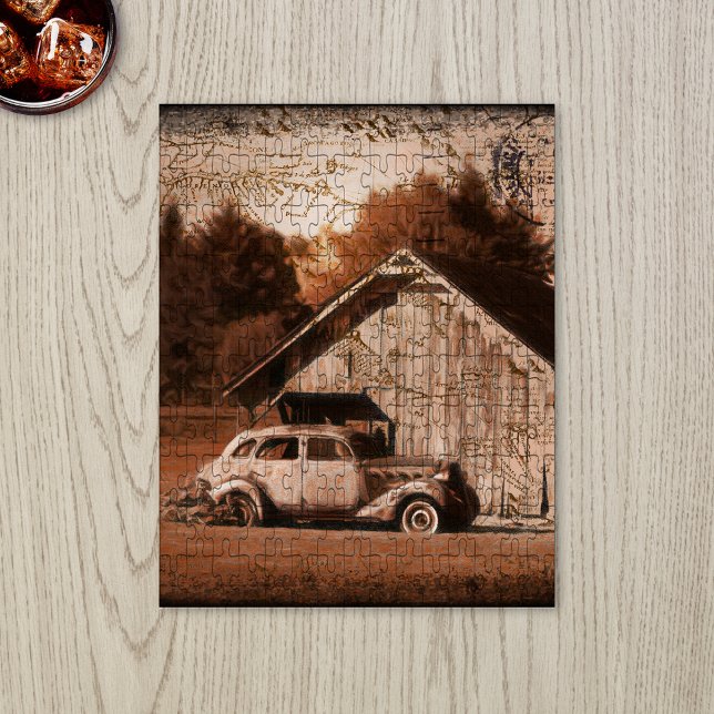 Puzzle Ferme rustique Grange Voiture Vintage (Créateur téléchargé)