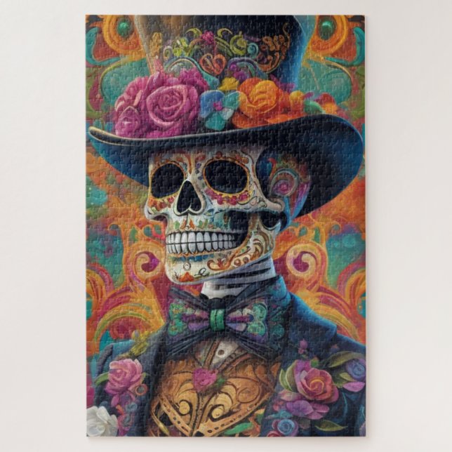 Puzzle Festif Calaveras Hommage : Splendeur crâne de sucr (Vertical)
