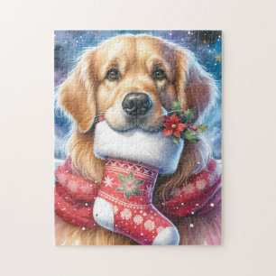 Puzzle Festif Golden Retriever Chien Noël de Noël