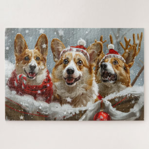 Puzzle Festive de Noël de Chien de Corgi