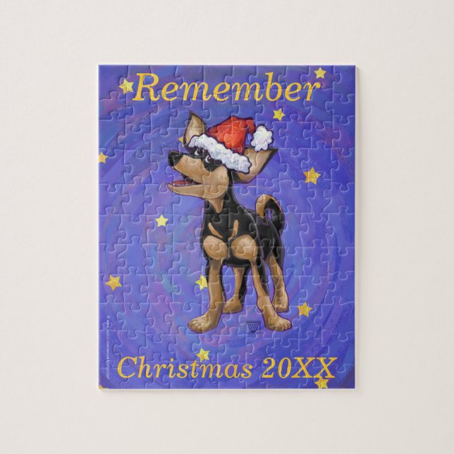 Puzzle Festive de nuit étoilée Chihuhua à Santa Hat (Vertical)