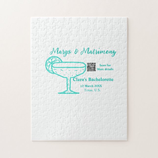 Puzzle Fête de Bachelorette Turquoise Margs & Matrimony  (Vertical)