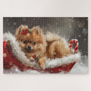 Puzzle Fête de Noël du chien Poméranien
